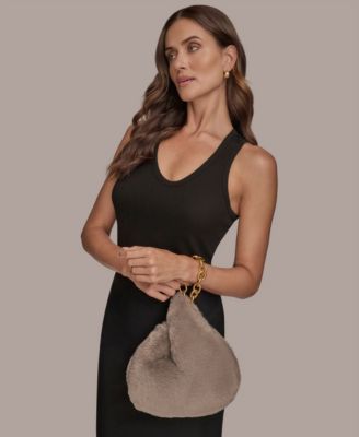 Lawrence Faux Fur Wristlet  with Chain Strap