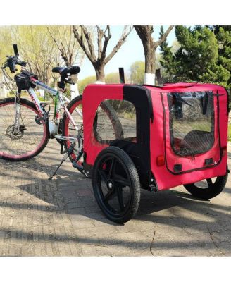 Red Pet Bike Dog Cart for Bicycle Suitable for Small and Medium Pets Folding Cart Frame Quick Release Wheel Internal Leash
