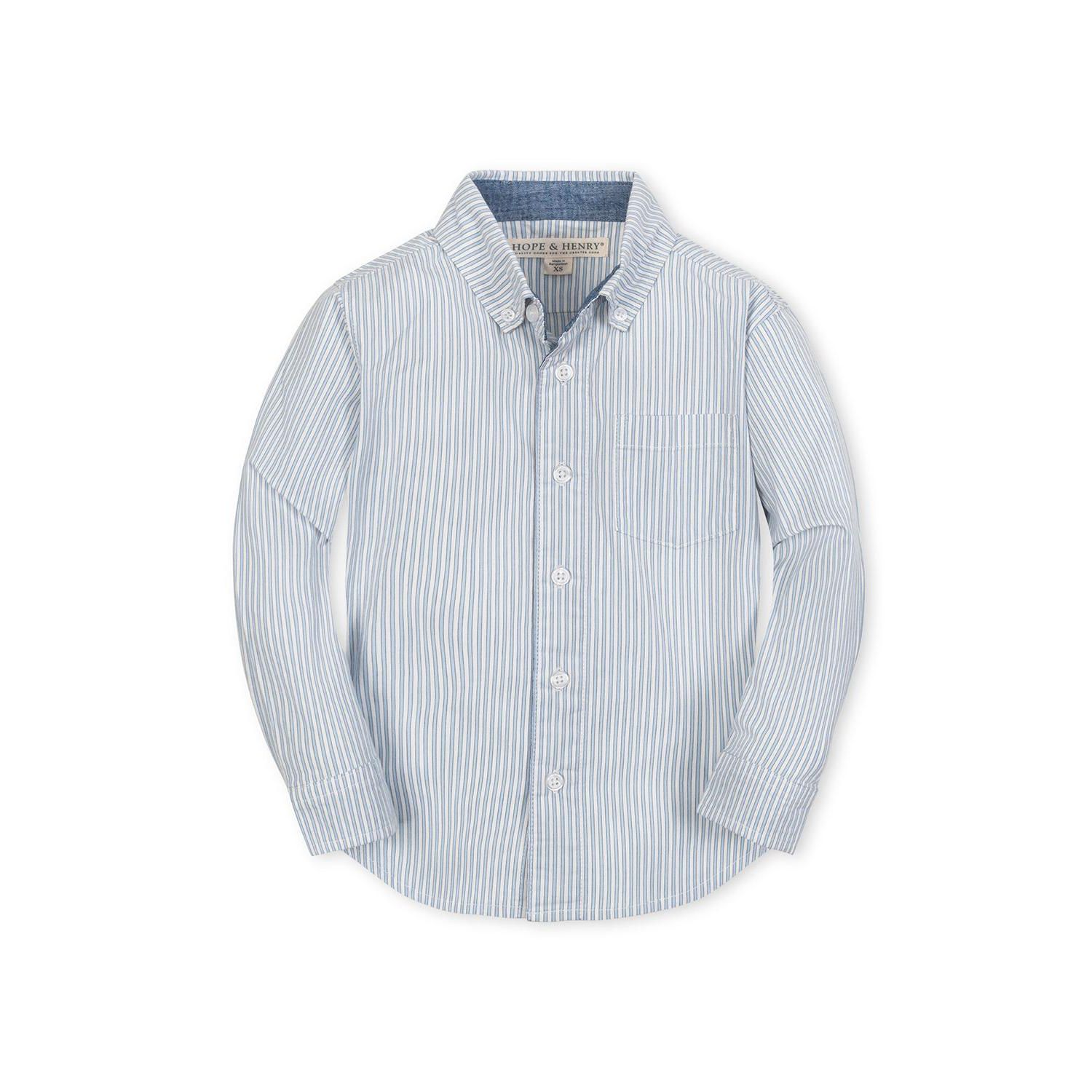 Hope and Henry Boys' Stretch Poplin Long Sleeve Button Down Shirt, Kids