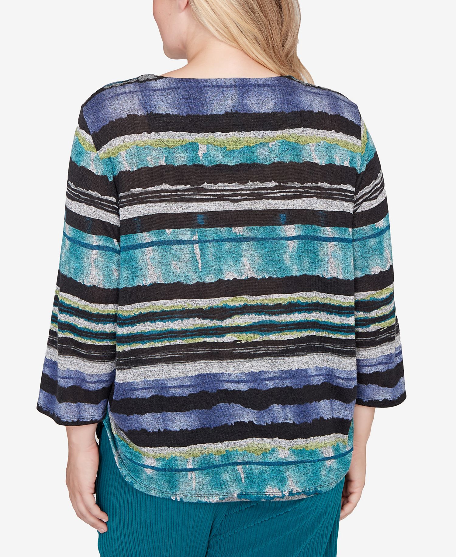 Petite Lake Champlain Biadere Melange Stripe Top With Necklace