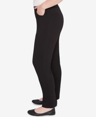 Petite Jet Setter Black Crepe Knit Medium Length Pants