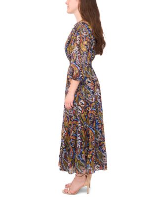 Petite Tie-Sleeve Tiered Maxi Dress
