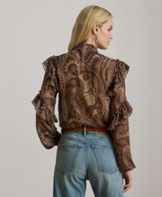 Women's Ruffle Detail Long Sleeve Top