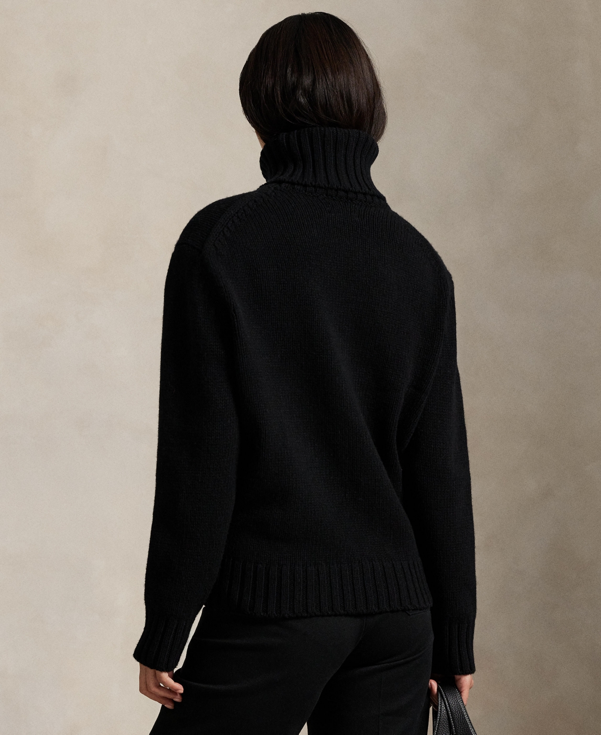 Polo Ralph Lauren Polo-player Intarsia Wool Sweater In Black