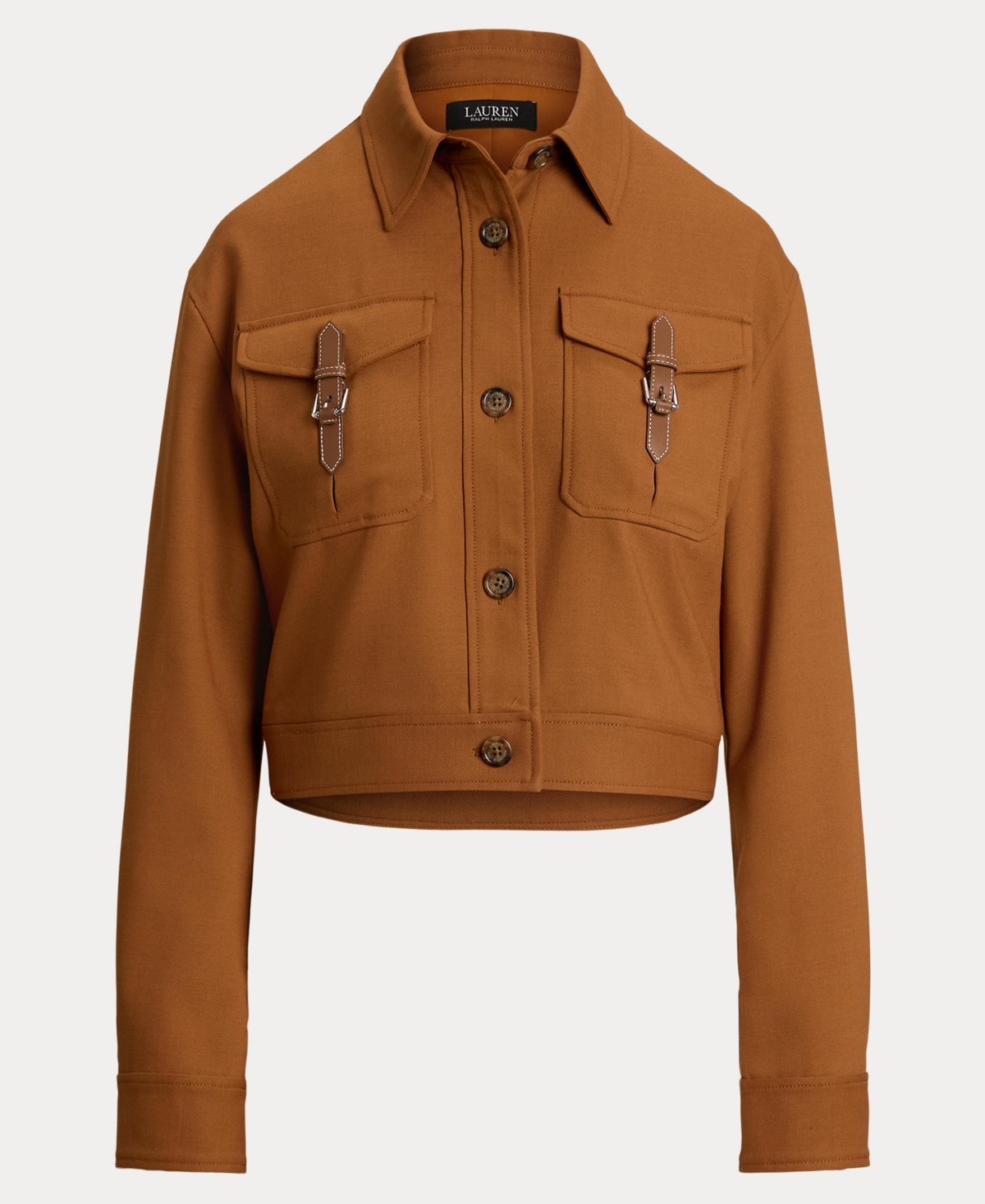 Ralph Lauren Buckle-trim Serge Cropped Jacket In Brown