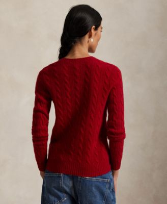 Women's Cable Wool-Cashmere Crew Neck Sweater