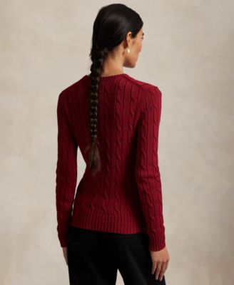 Women's Cable-Knit Cotton Crewneck Sweater