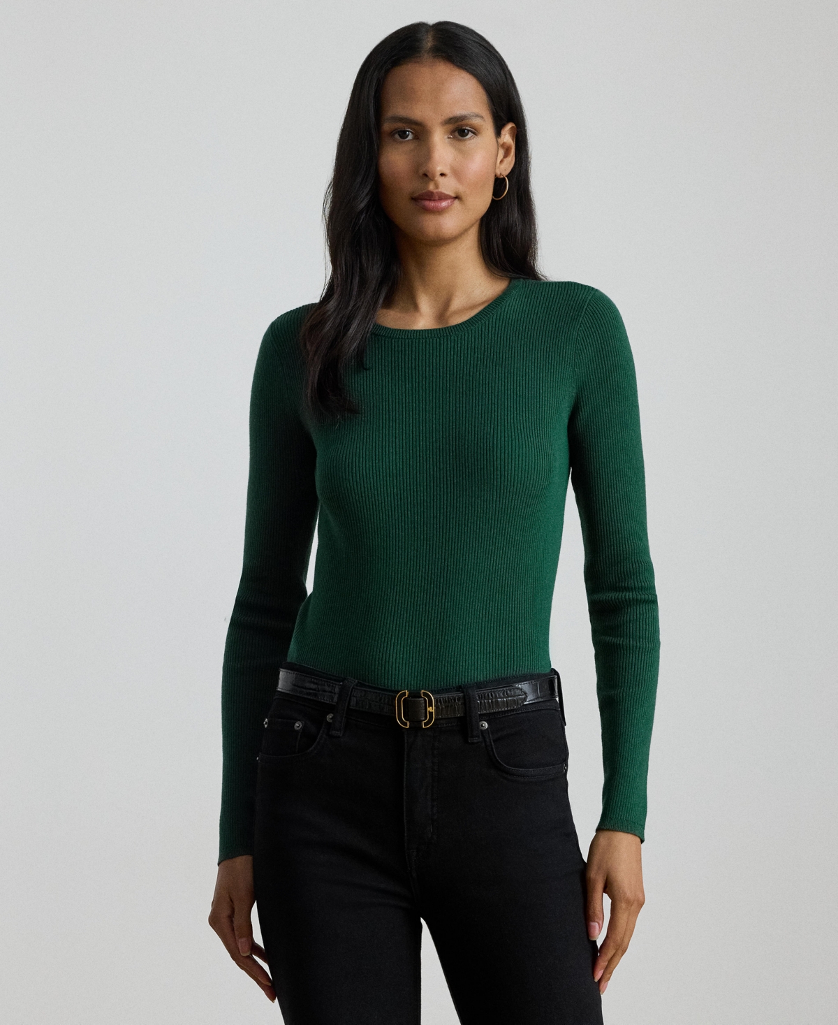 Ralph Lauren Stretch Cotton Long-sleeve Tee In Green