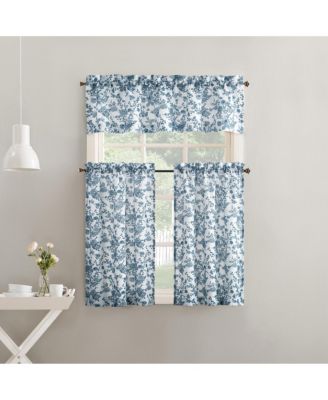 Elodie Tonal Botanical Semi-Sheer Rod Pocket Kitchen Curtain Valance
