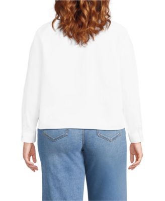 Women's Plus Size No Iron Boxy Cropped Shirt