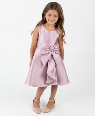 Rare Editions - Toddler and Little Girls Mikado Cascade Bow Dress