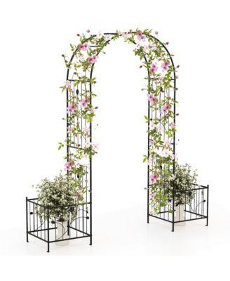 86'' Arch Trellis for Climbing Plants w/ Planter Boxes Roses Vines for Wedding