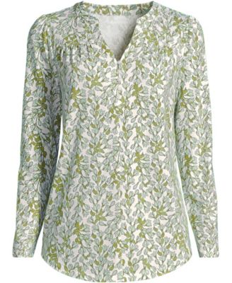 Women's Long Sleeve Lightweight Jersey Notch Neck Tunic Top