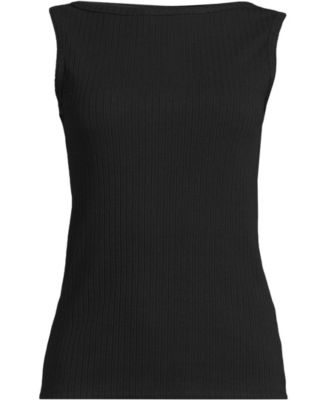 Women's Sleeveless Pointelle Rib Boat Neck Tank