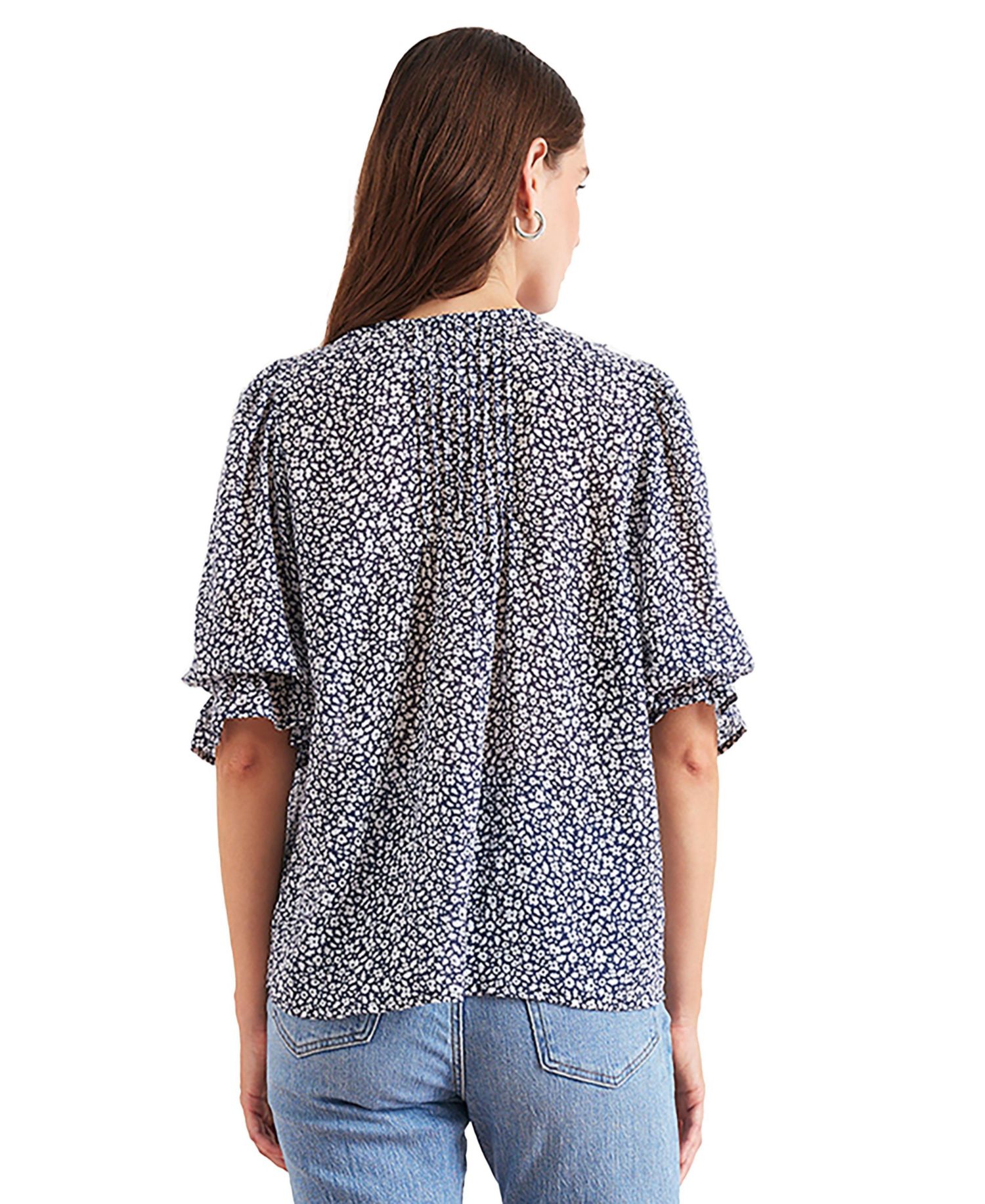 Cotton Chloe Shirt in Navy Vintage Bloom