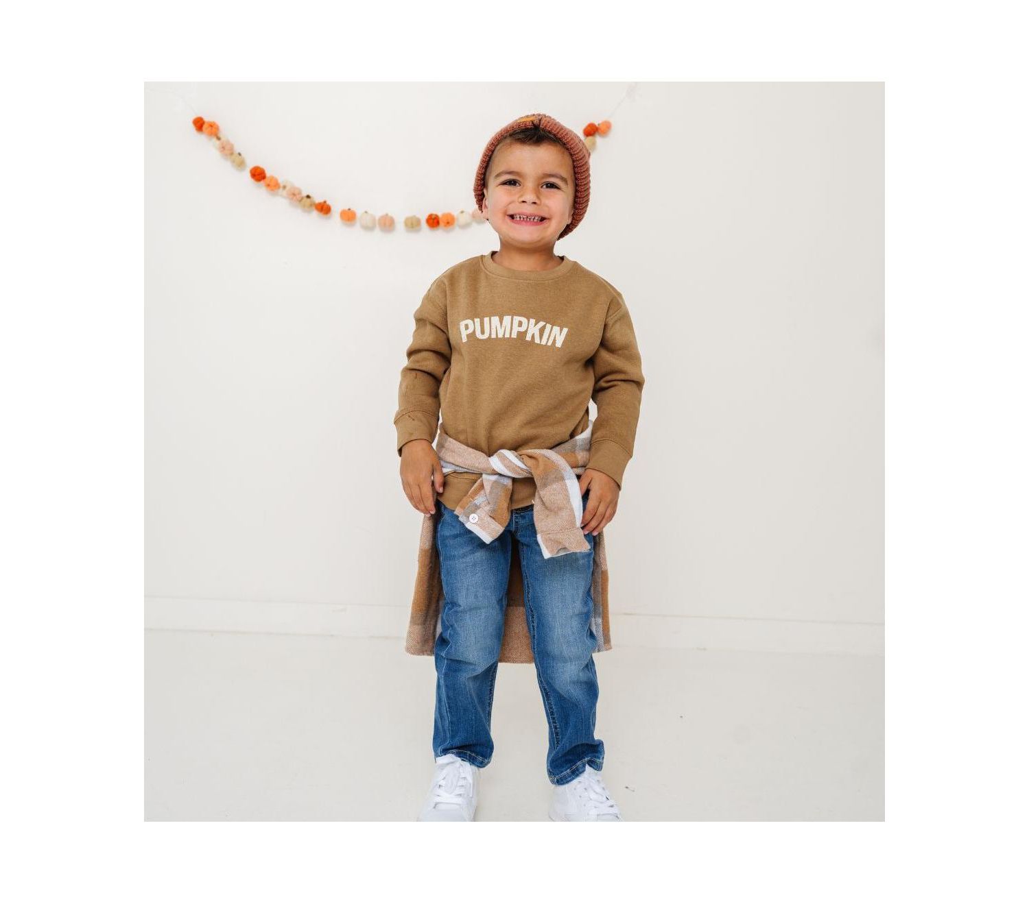 Little and Big Boys Pumpkin Sweatshirt