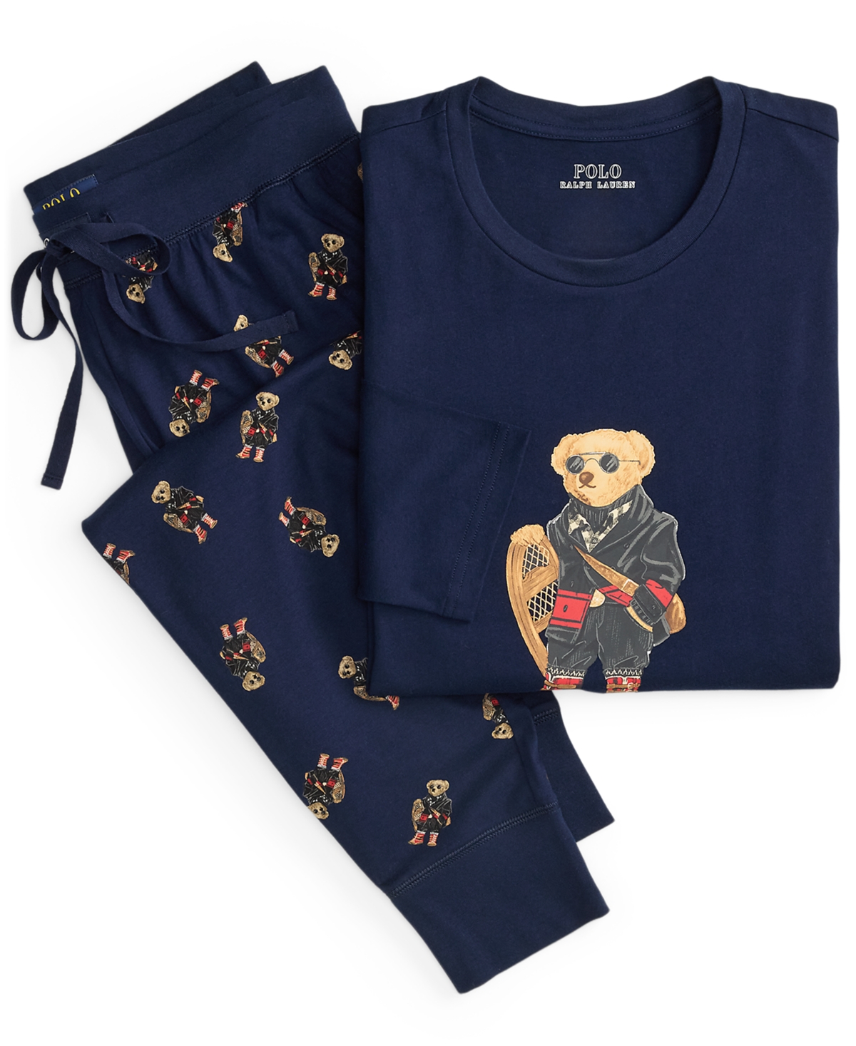 Polo Ralph Lauren Men's 2-piece Long Sleeve Crew T-shirt And Joggers Pajama Set In Black