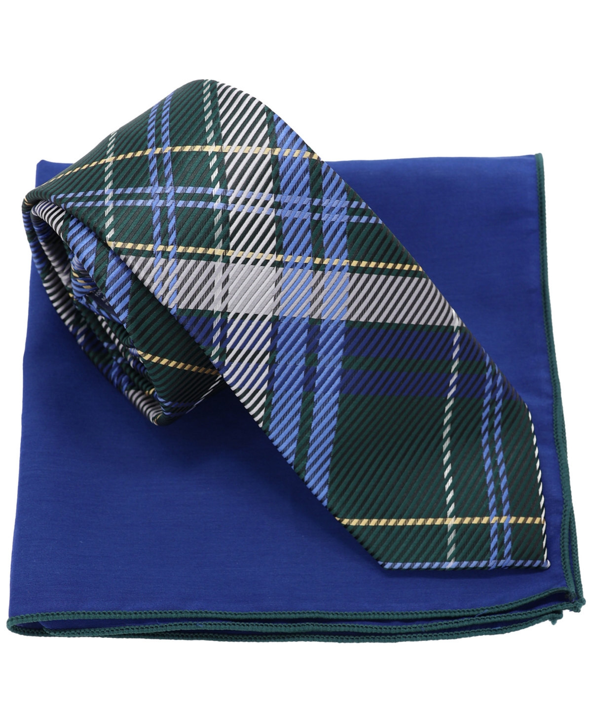 Ben Sherman Plaid Tie & Pocket Square Box Set In Green
