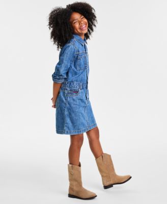 Girls 7-16 Cotton Denim Shirtdress