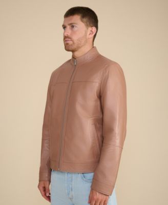 Men's Leather Racer Jacket, Created for Macy's