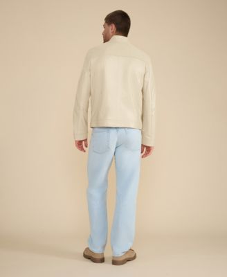 Men's Leather Racer Jacket, Created for Macy's