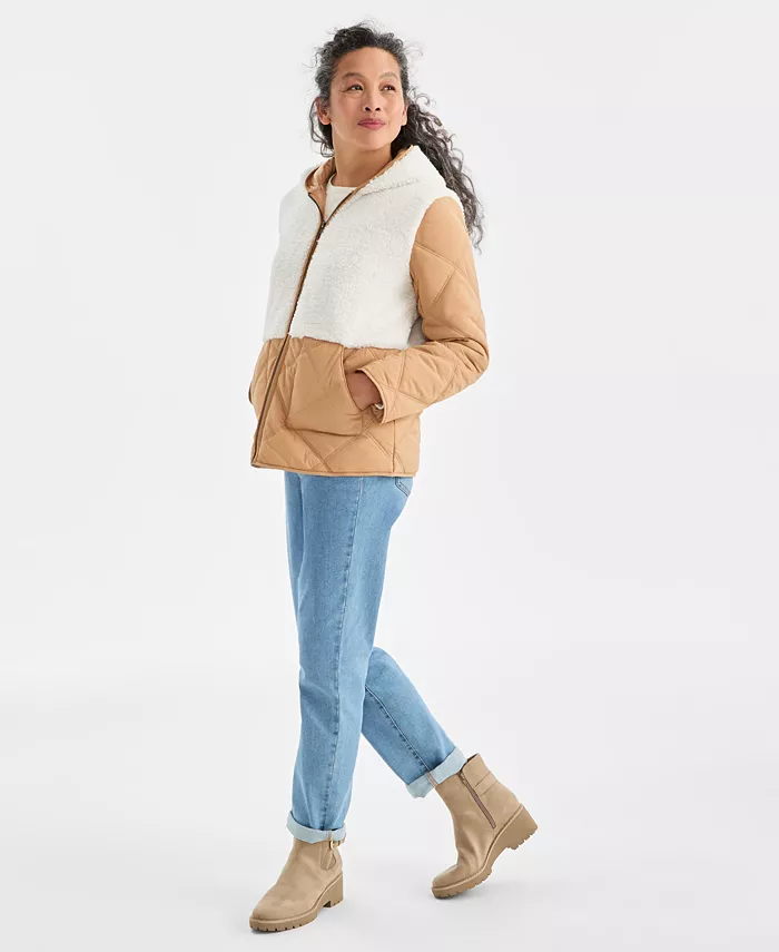 Women's Mixed Media Sherpa Jacket - thumbnail 2