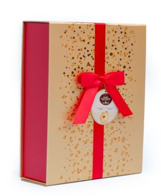 Signature Gold Gift Box with Red Ribbon Chocolate Crunch Shortbread, 18 Pieces