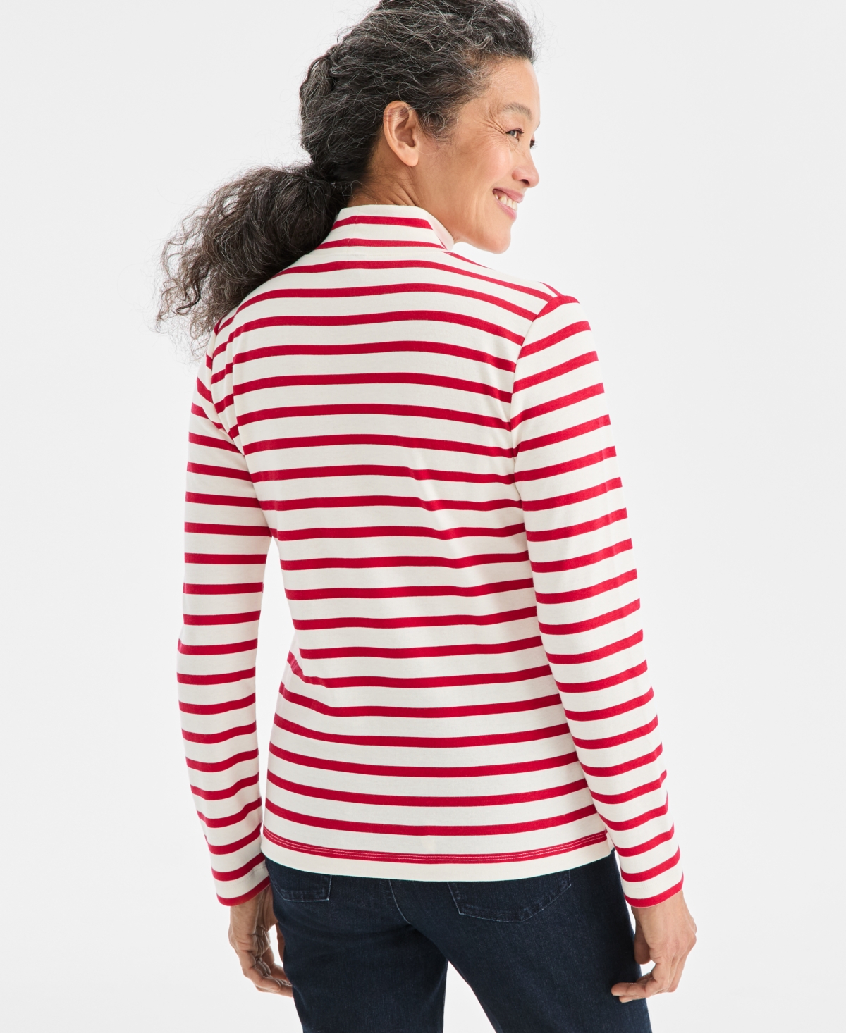 Style & Co Women's Printed Mock-neck Knit Top, Macy's Exclusive In Red