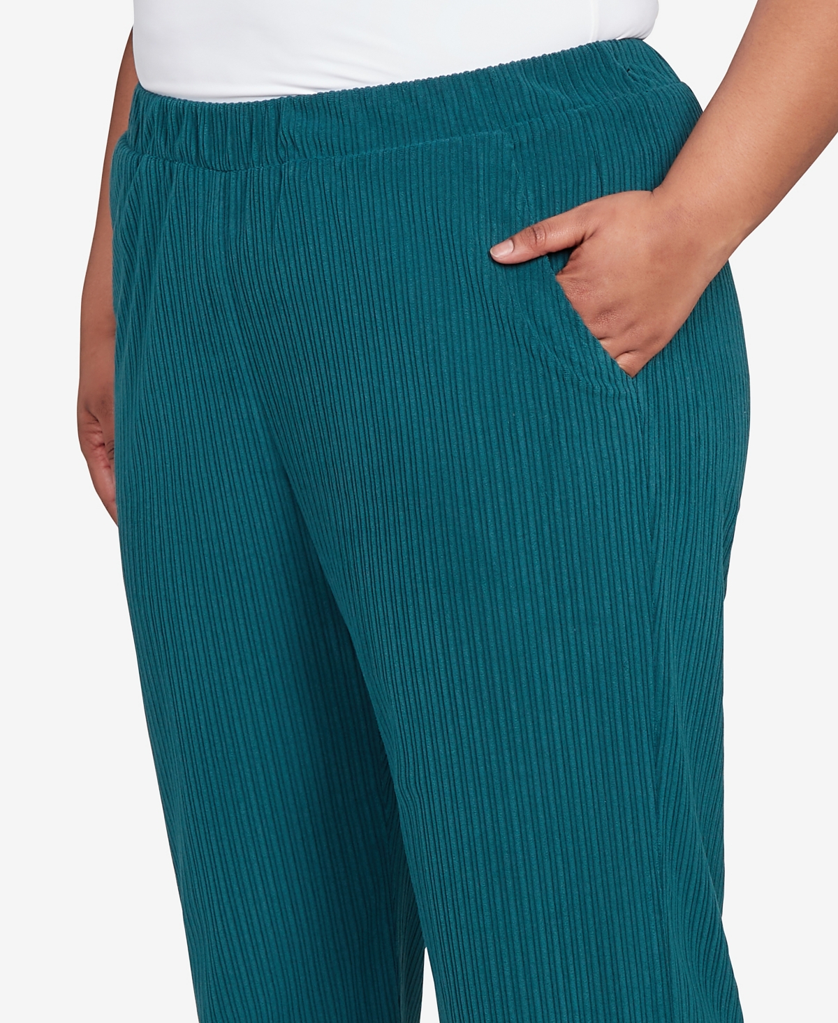 Alfred Dunner Plus Size Lake Champlain Ribbed Knit Ankle Pants In Green