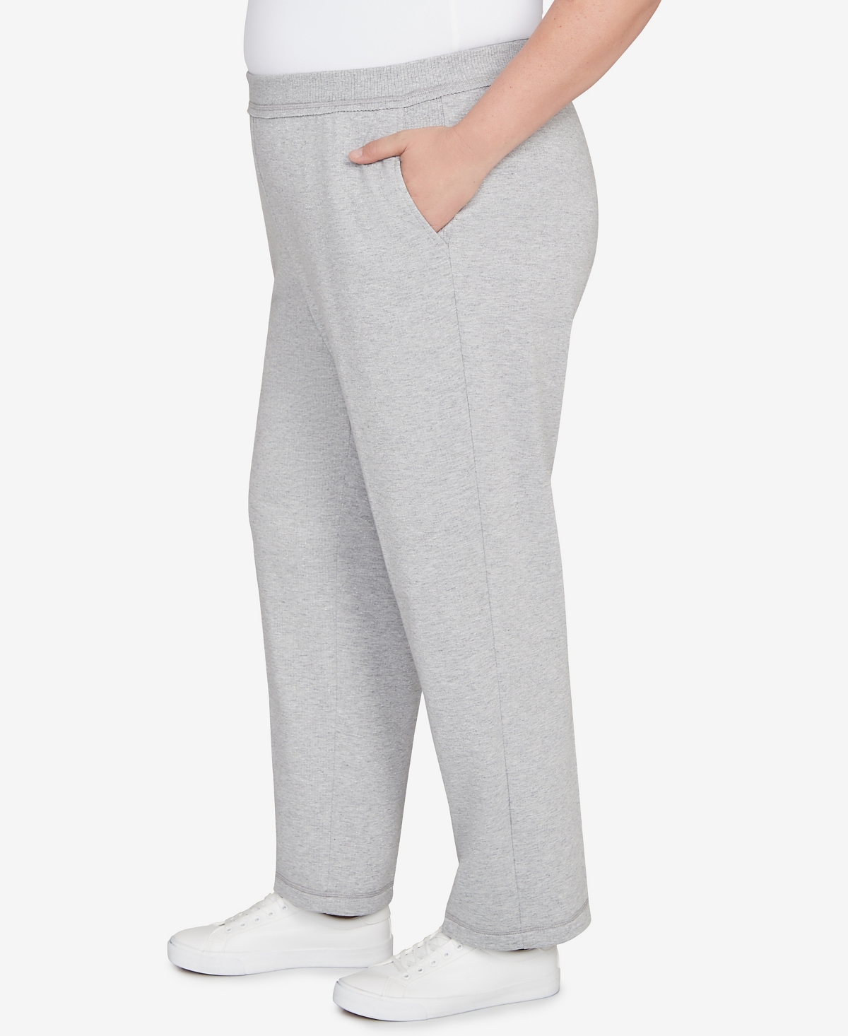 Alfred Dunner Plus Size Casual Vibe Cozy Medium Length Slant Pocket Pants In Gray
