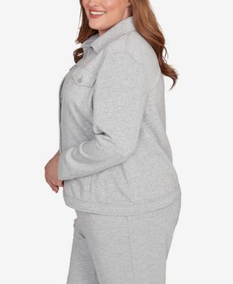 Plus Size Casual Vibe Shimmer Collared Button Jacket
