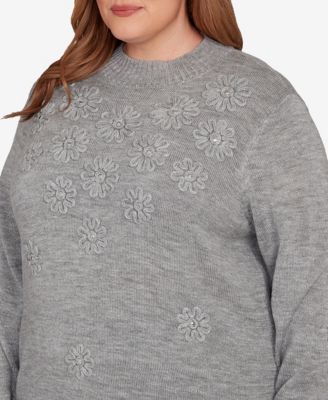Plus Size Jet Setter Floral Soutache Embroidered Sweater