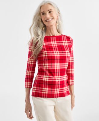 Style & Co - Women's Plaid Pima Cotton Top