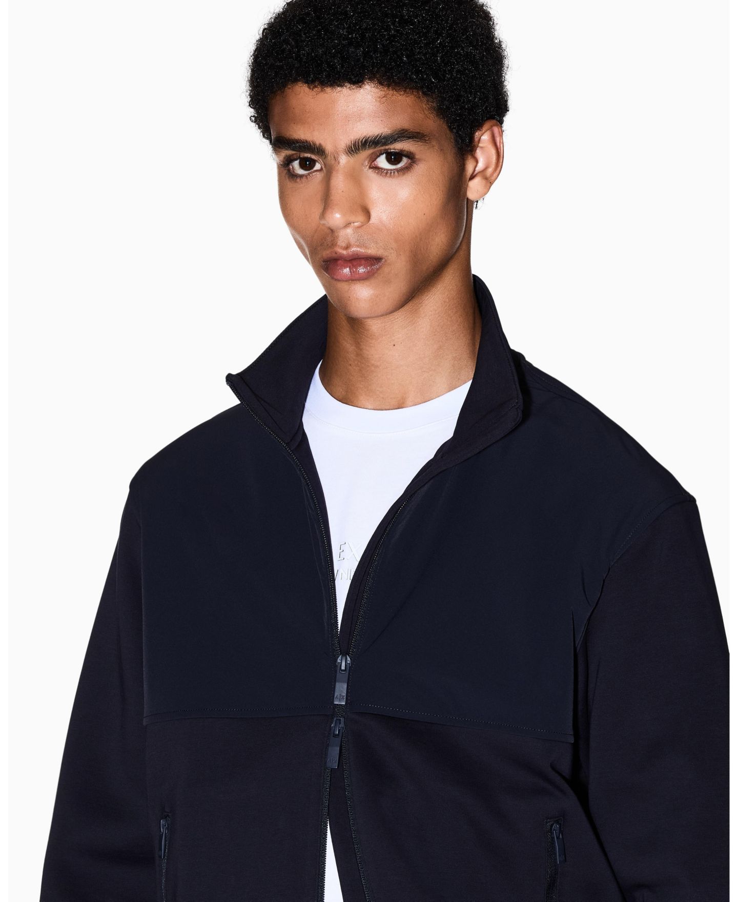 Мужской свитшот A|X Armani Exchange Mixed Media Commuting Full Zip, цвет: Глубокий тёмно-синий — фото 3