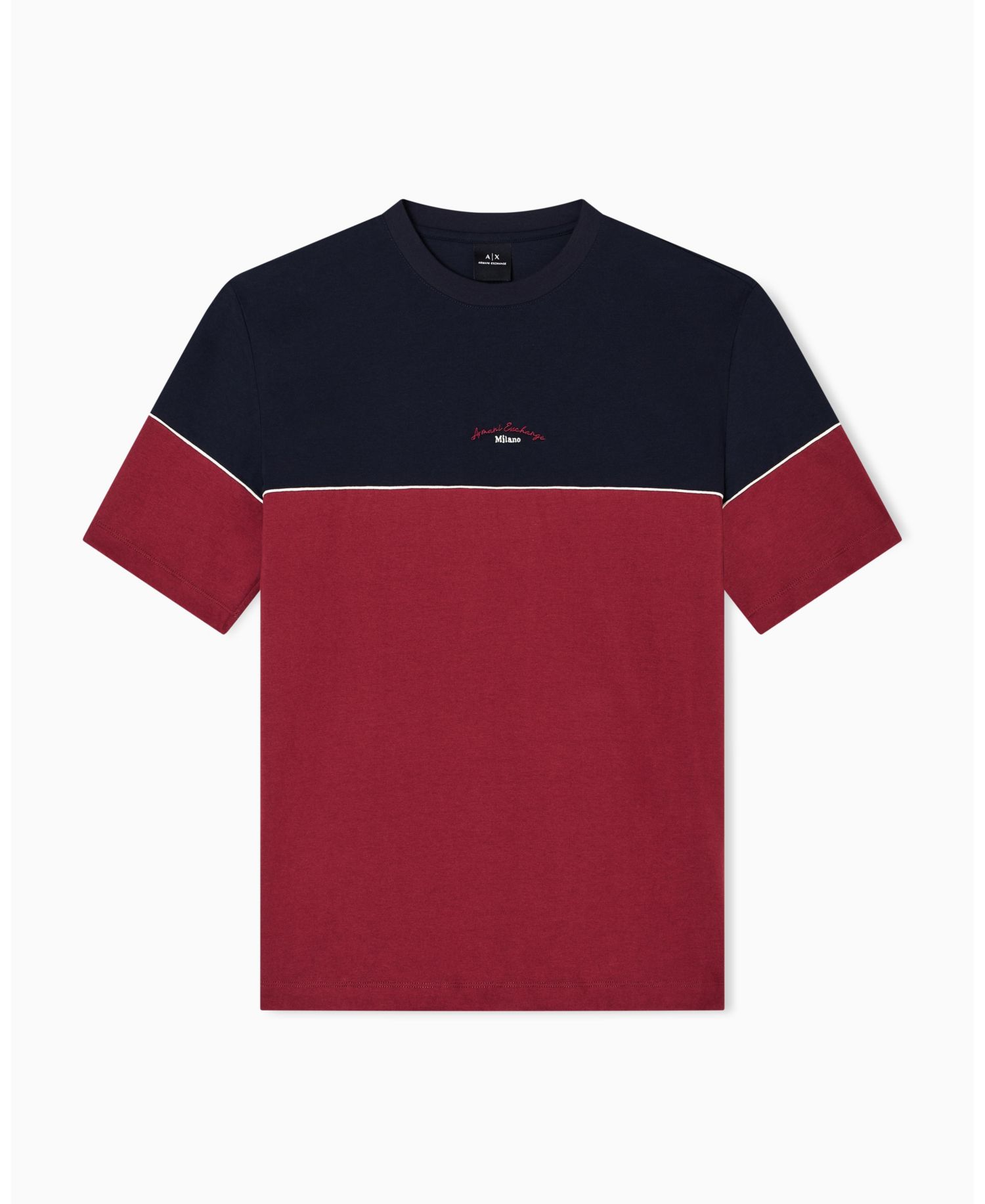 Men's Color Block Embroidered Center Logo T-Shirt