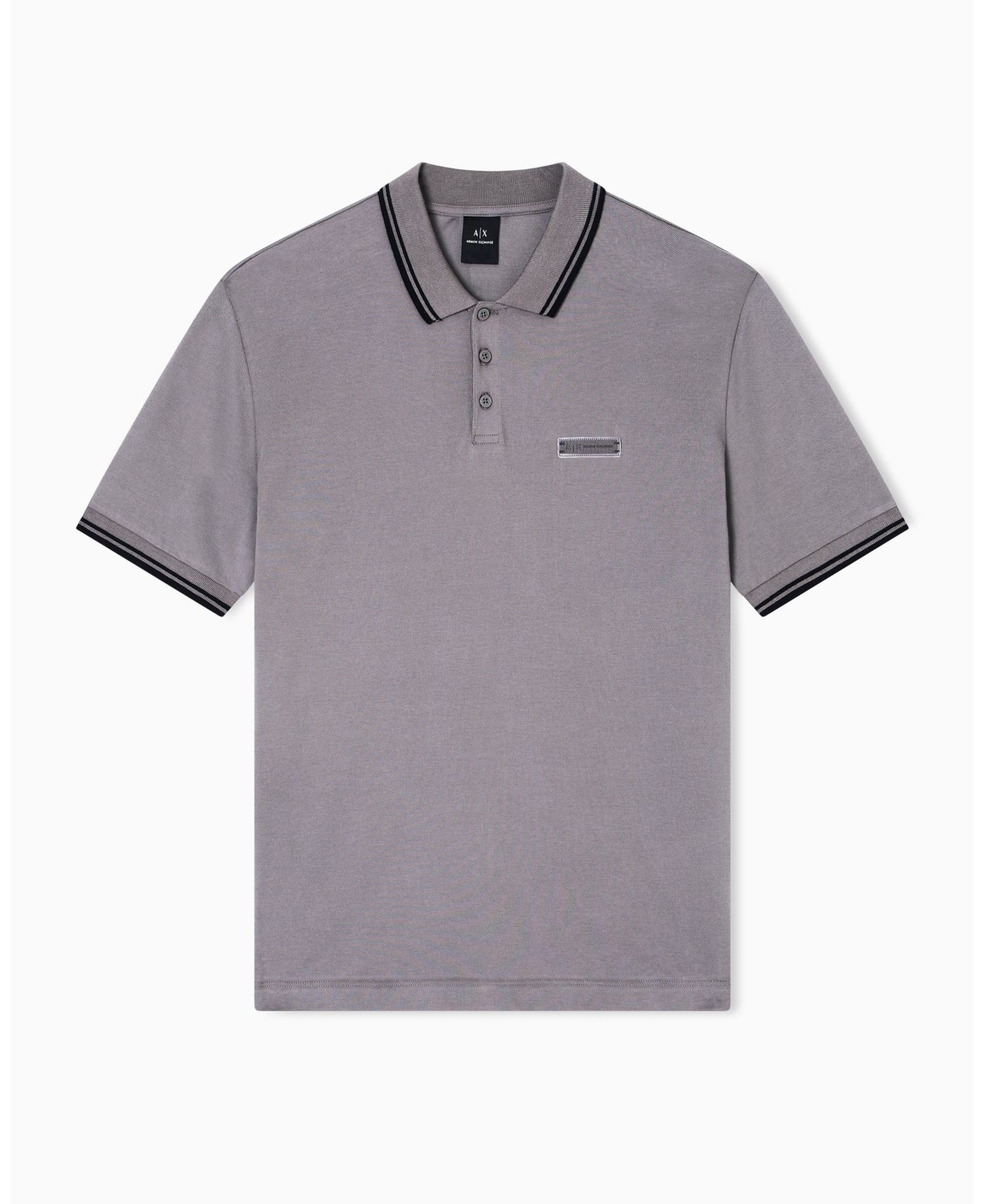 Мужское поло A|X Armani Exchange Cozy Lab Pique Collar Tipping Polo Shirt, цвет: Тёмный серый — фото 5
