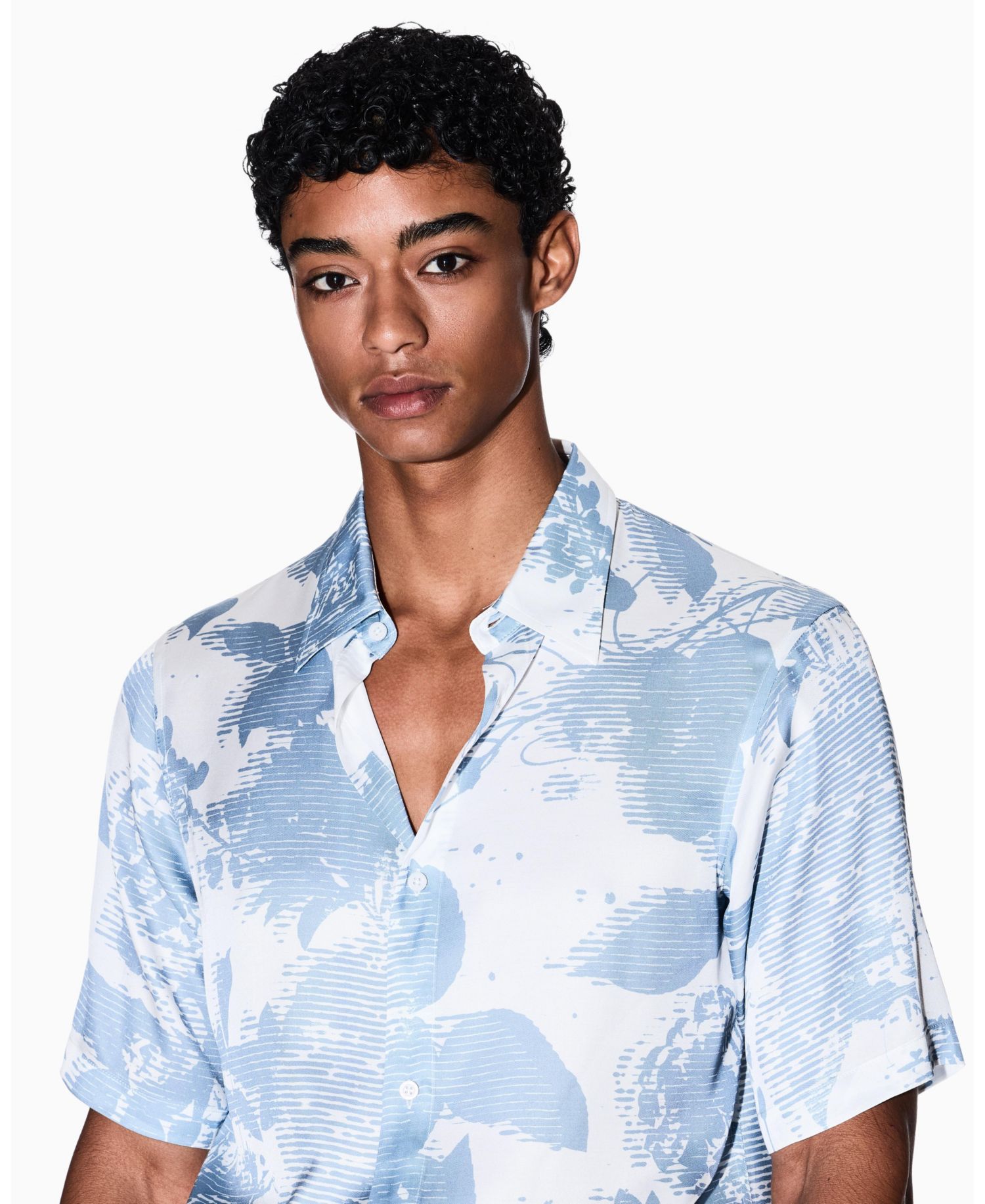 Men's Short Sleeve Viscose Print Woven Shirt