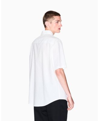 Men's Short Sleeve Cotton Jacquard Allover Logo Woven Shirt