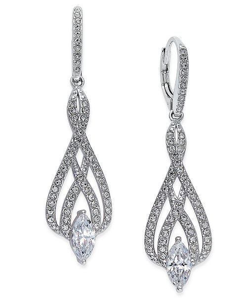 Eliot Danori Silver-Tone Marquise Crystal and Pavé Drop Earrings ...
