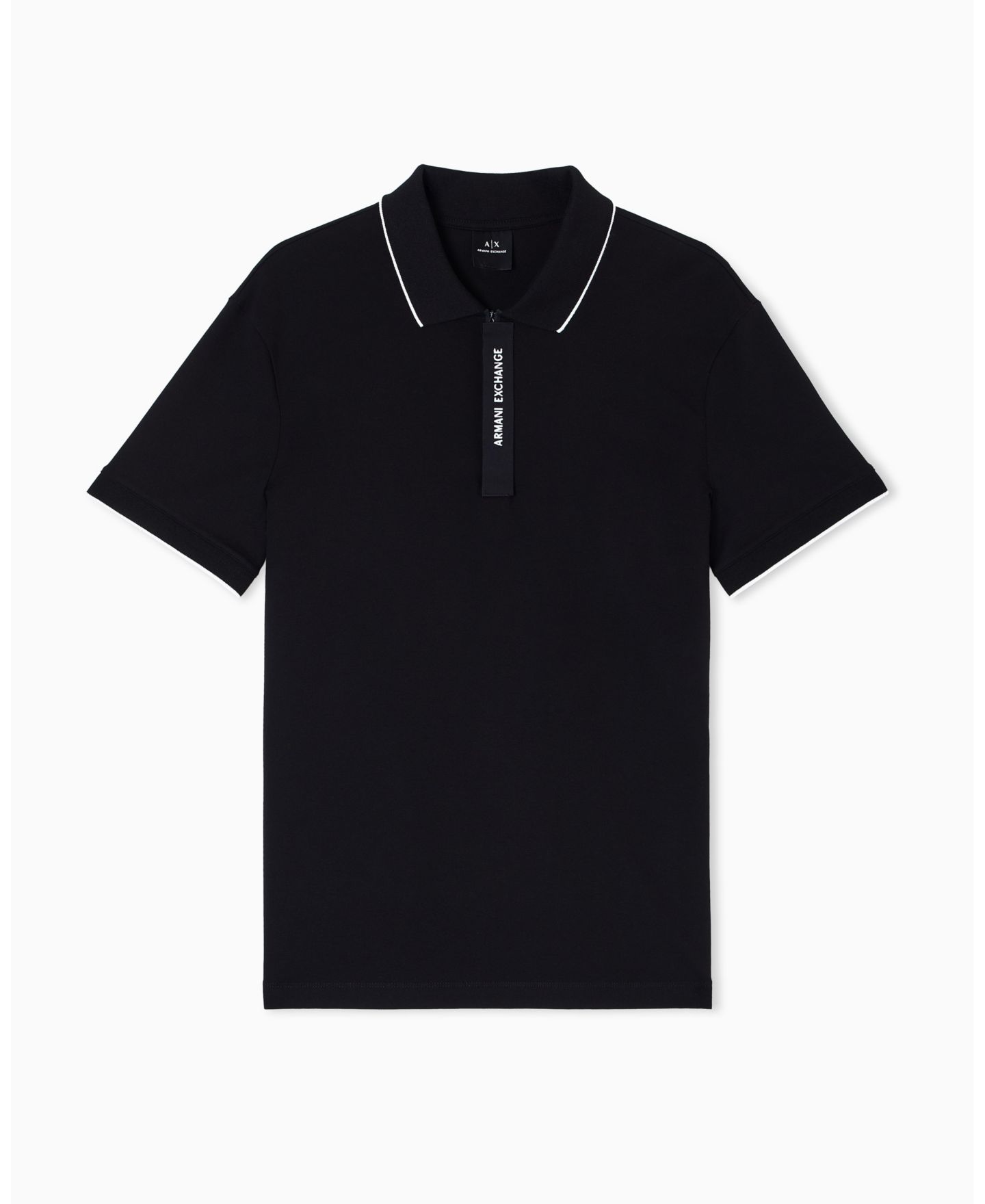 Мужское поло A|X Armani Exchange Grosgrain Logo Polo Shirt, цвет: Чёрный — фото 5