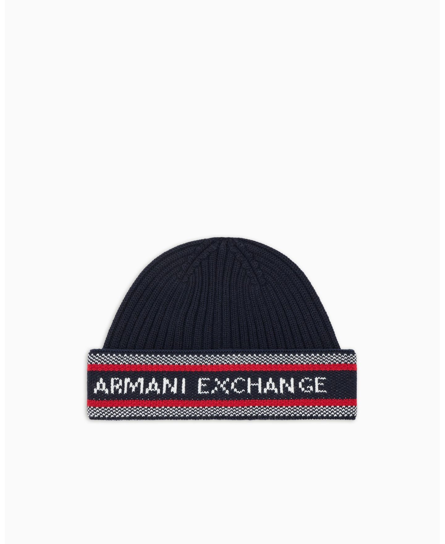 Мужская шапка-бини A|X Armani Exchange с лентой с логотипом, цвет: Тёмно-синий красный — фото 3