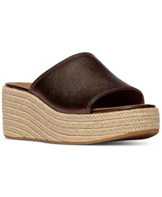 Women's Platfforms Espadrille Leather Wedge Slides