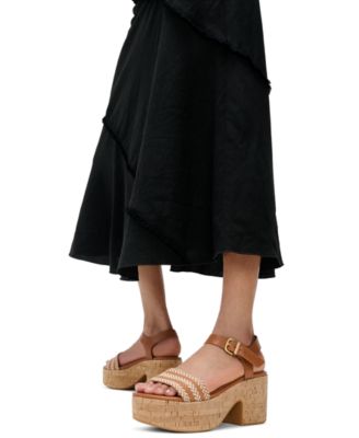 Women's Plattforms V-Weave Heeled Ankle-Strap Sandals