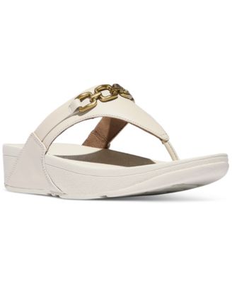 FitFlop - Women's Lulu Square-Chain Leather Toe-Post Wedge Sandals