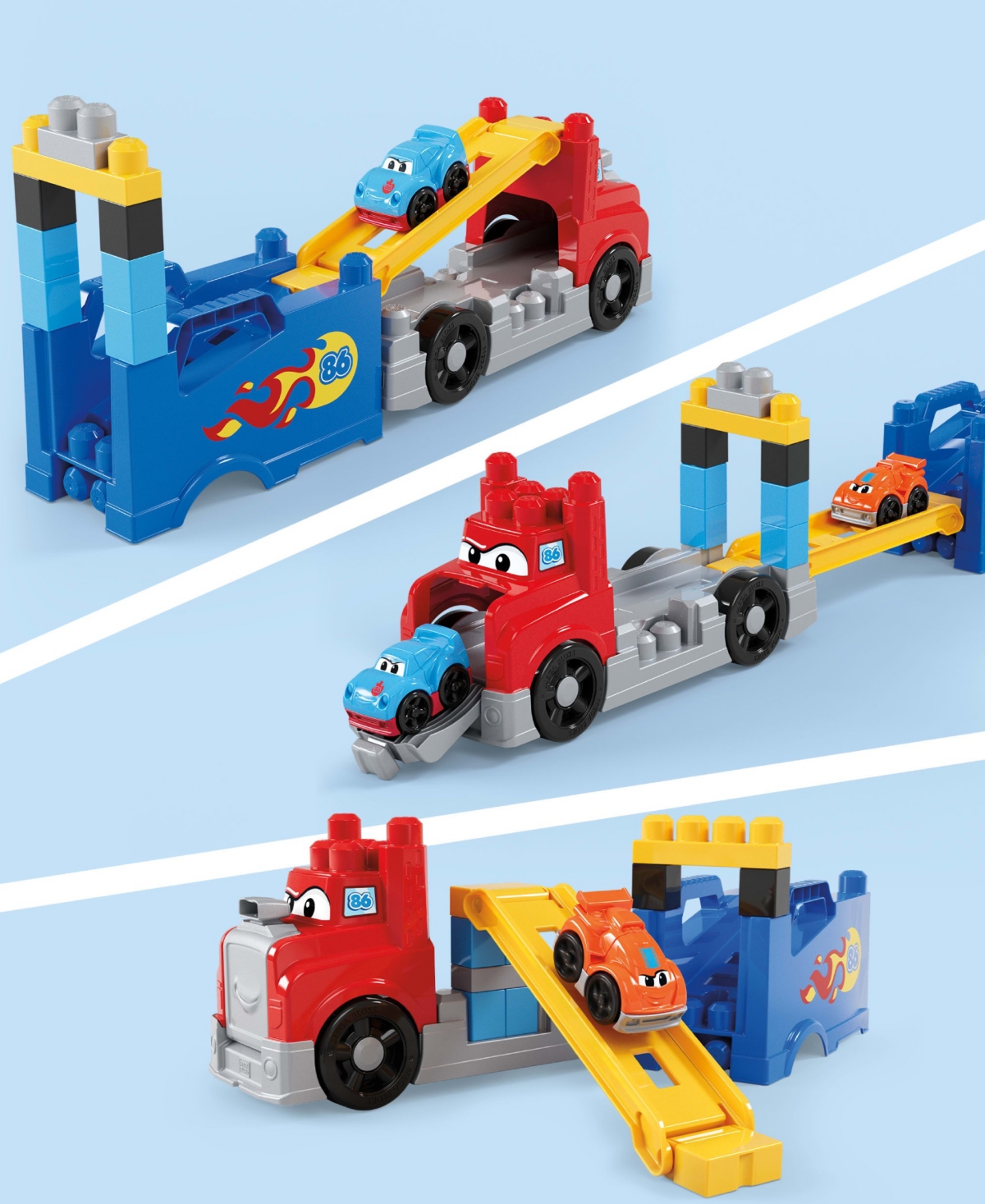 Mega Bloks First Builders Build And Race Rig Toy Blocks, 19 Pieces In Blue