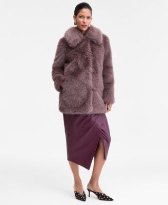 Women's Lapel Collar Faux-Fur Coat, Macy's Exclusive