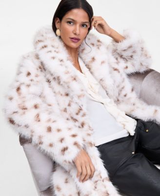 Women's Printed Long Faux-Fur Coat, Macy's Exclusive