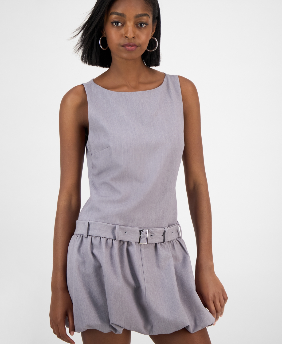 Bar Iii Women's Belted Bubble-Hem Minidress, Macy's Exclusive