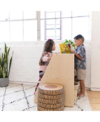 Double-Sided Mobile Book Display with Storage, Natural, 1