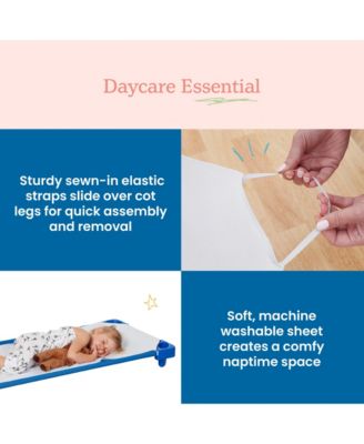 RestZone Cot Sheet, Toddler Size, White, 12-Pack